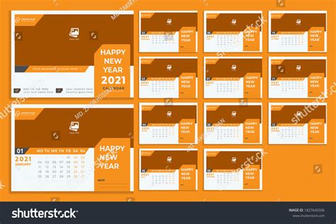 Desk Calendar 2021 Set Desk Calendar Stock Vector Royalty Free