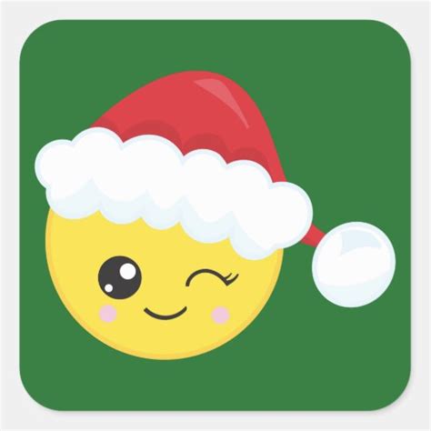 Winking Santa Hat Emoji Square Sticker