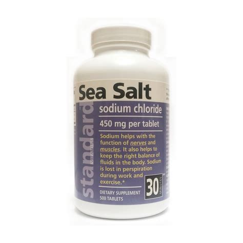 We conducted human mineral balance studies to determine the ear for some minerals (na, k, ca, mg, p, zn, fe, cu and mn). Sea Salt (Sodium Chloride), 500 Tablets - Standard Vitamins