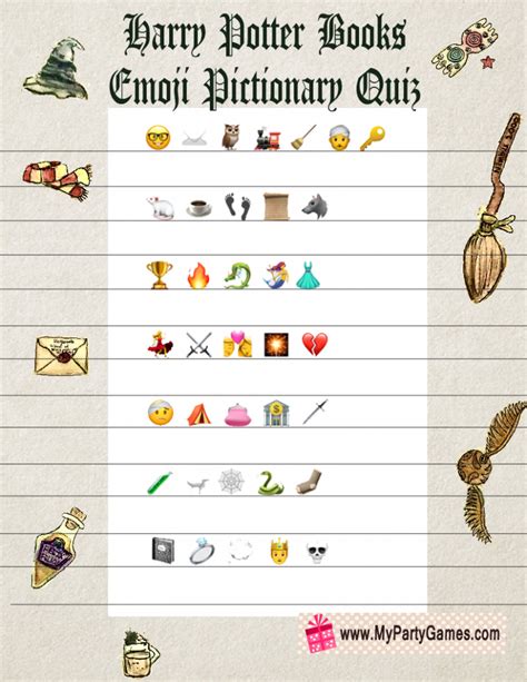Free Printable Harry Potter Books Emoji Pictionary Quiz