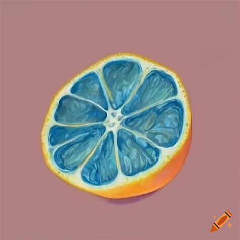 Blue Colored Orange Half Slice Drawing On Craiyon