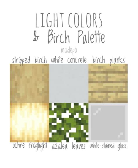 Minecraft 119 Light Colors And Birch Palette Minecraft Blocks