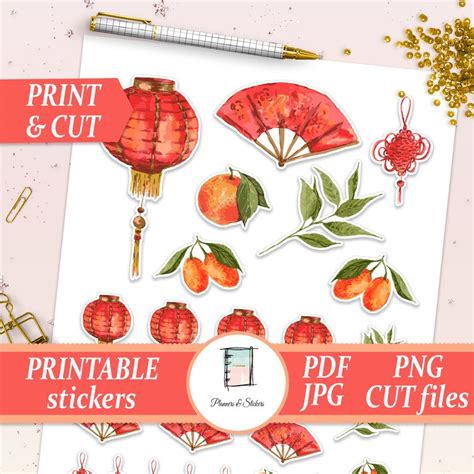 Lunar New Year Sticker Sheet Chinese Planner Kit Printable Etsy