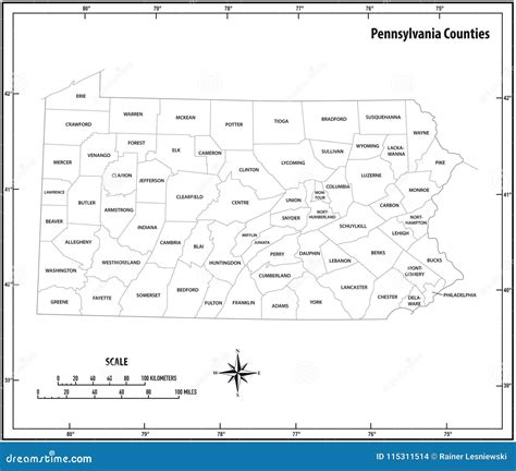 Pennsylvania State Outline Administrative And Political Vector Map In