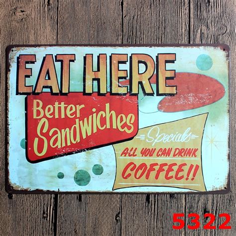30x20cm Eat Here Vintage Home Decor Tin Sign Wall Decor Metal Sign