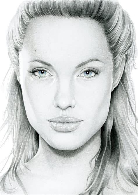 Angelina Jolie Hand Drawn Art Print Etsy Hand Art Drawing Portrait