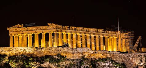 Acropolis Of Athens At Night Acropolis Of Athens At Night View On