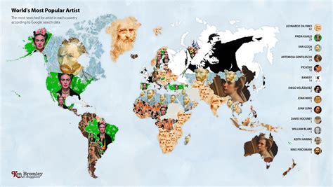 The Worlds Most Popular Artist According To Google Searches Mapporn