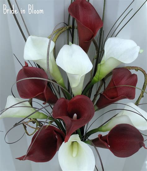 Rose and calla lilies bridal bouquet. Bride in Bloom: Bridal bouquet, real touch red & white ...