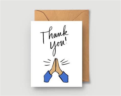 Thank You Card Thank You Hands Emoji High Five Hands Etsy
