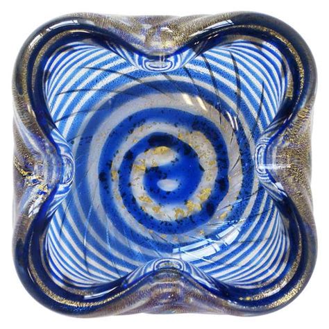 Murano Cobalt Blue Silver Flecks Vintage Italian Art Glass Decorative