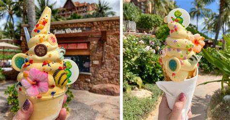 Disneys Aulani Resort Has A Pineapple Ice Cream Treat Topped With