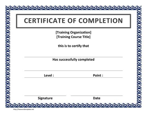 Training Certificate Of Completion Open Office Templates