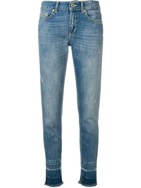 Dondup Faded Slim Jeans In Blue Modesens