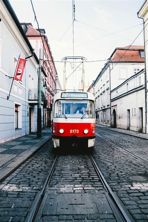 Hd Wallpaper Low Angle Photo Of Tram Train Photo Of Red And White