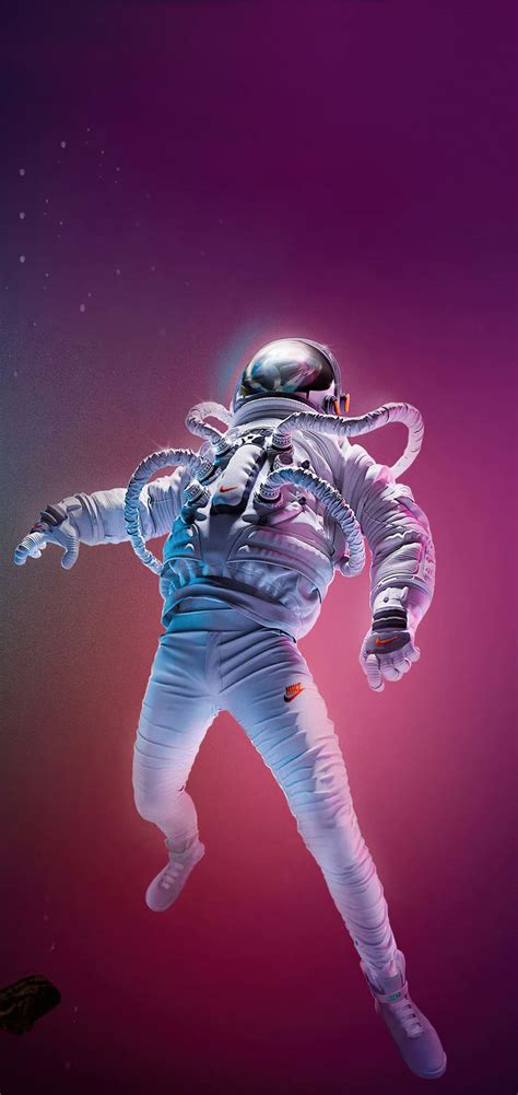 Download Astronaut Sci Fi Drifting In Neon Space Wallpaper