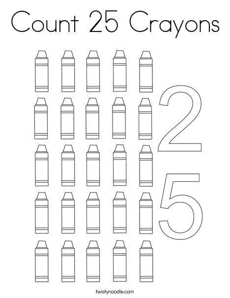 Coloring is a fun and healthy way to destress and relax. Count 25 Crayons Coloring Page - Twisty Noodle in 2020 ...
