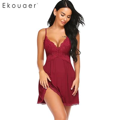 Ekouaer Brand Nightgown Womens Casual Short Sleeve Solid Sleepwear Contrast Color V Neck Sleep