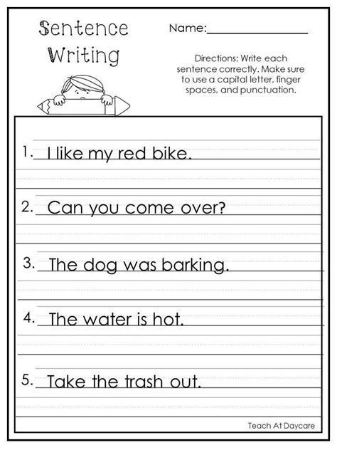 10 printable write the sentence worksheets. 1st-3rd grade ela
