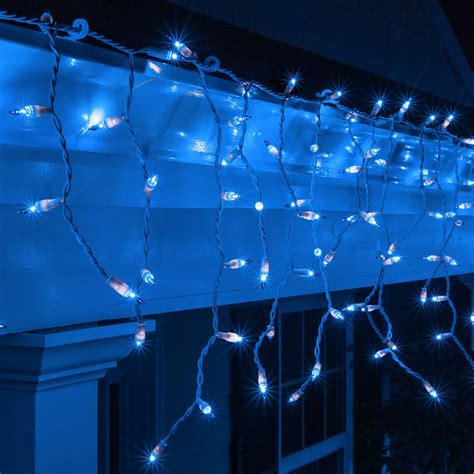 Christmas Icicle Light 150 Blue Icicle Lights White Wire