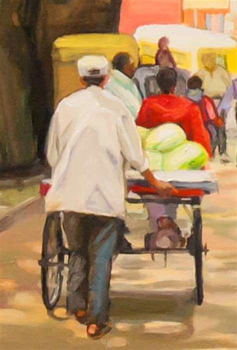 Daily Painting By Artist Dominique Amendola India Street Scene 4 Oil