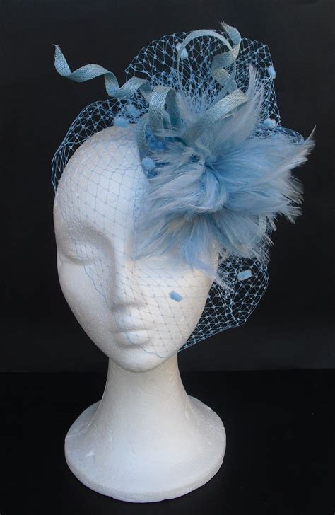 Ice Blue Fascinator With Veil Fascinator Blue Fascinator Pale Blue