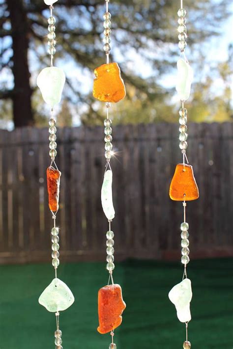 Sea Glass Wind Chime Genuine Sea Glass Mobile Beach Decor Etsy Glass Wind Chimes Wind