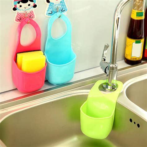 Kitchen Sink Sponge Holder Bathroom Soap Hanging Strainer Storage Box