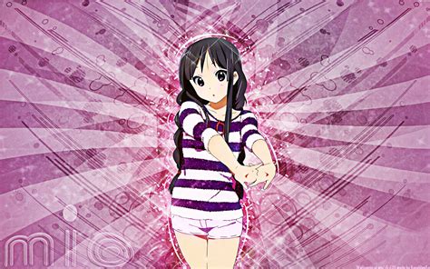 Kon Long Hair Akiyama Mio Purple Eyes Hair Ribbons Anime Girls Hair Ornaments Pink Background