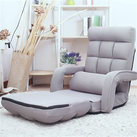 Waytrim Summer Indoor Chaise Lounge Sofa Folding Lazy Sofa Floor Chair 6 Position Folding