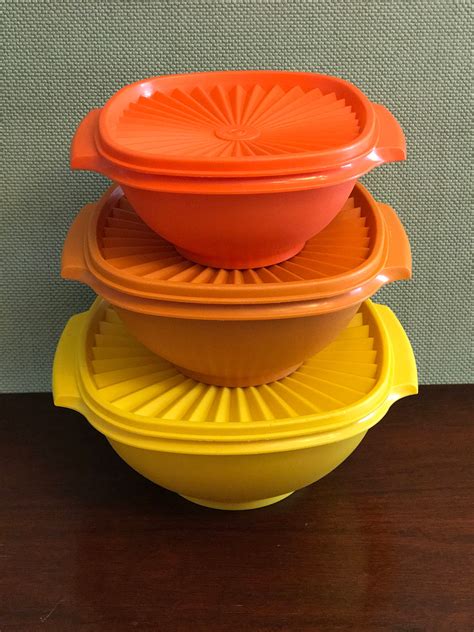 Vintage Tupperware Harvest Servalier Containers Orange And Yellow