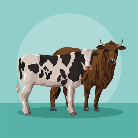 Bull And Cow Animals Farm 2505249 Vector Art At Vecteezy