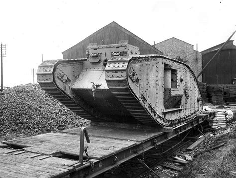 Mark I Tank On Flatbed Railroad Train Ww1 Tanks Tanks Military War Tank