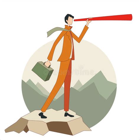 Businessman With Telescope Looking Forward Stock Vector Illustration