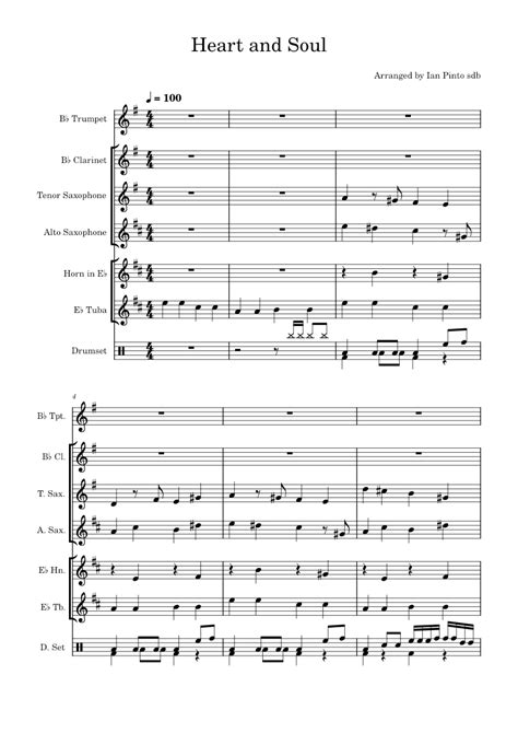 Heart And Soul Sheet Music For Tuba Clarinet In B Flat Saxophone Alto