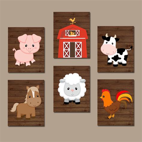 Find here ideas for animals nursery decor. FARM Animals Wall Art Canvas or Prints Farm Nursery Decor