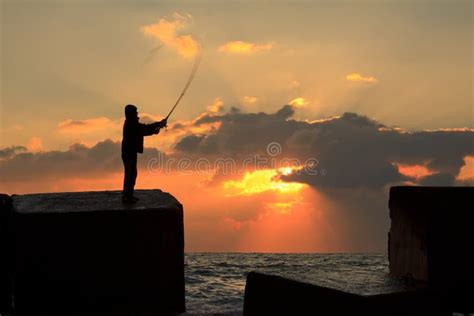 Fisherman At Sunset Stock Image Image Of Catching Fisherman 36125205