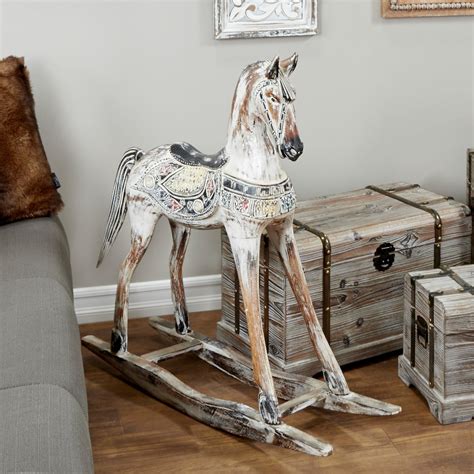 Studio 350 Handmade Vintage Wooden Rocking Horse With Ornamental Saddle
