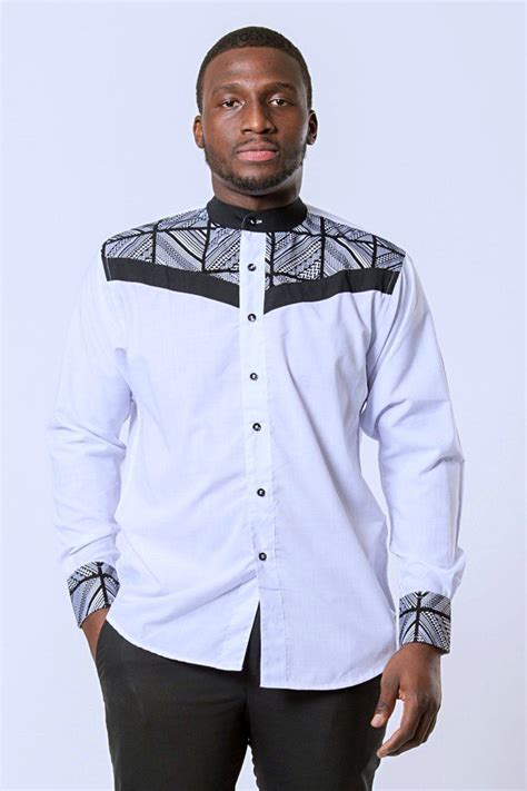 Ucha African Men Long Sleeve Shirt White African Men Fashion African Shirts For Men Long