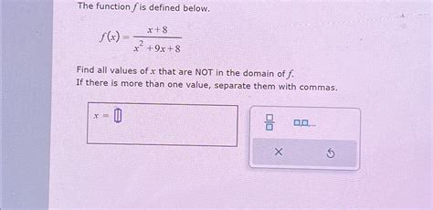 Solved The Function F ﻿is Defined Below F X X 8x2 9x 8find