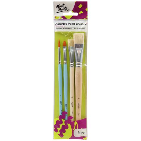 Mont Marte Discovery Assorted Paint Brushes 4pc Atlas Paints