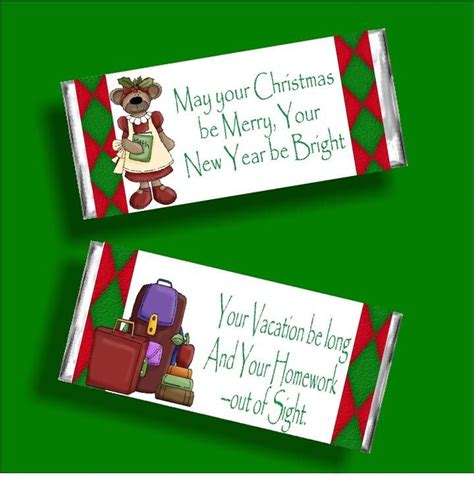 Two more days until christmas! Merry Christmas Teacher Candy Bar Wrapper Printable | Candy bar wrappers, Bar wrappers, School ...