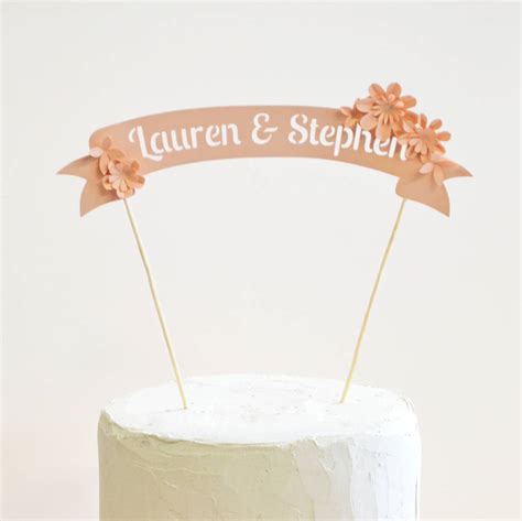 Handmade Personalised Paper Flower Cake Topper By May Contain Glitter