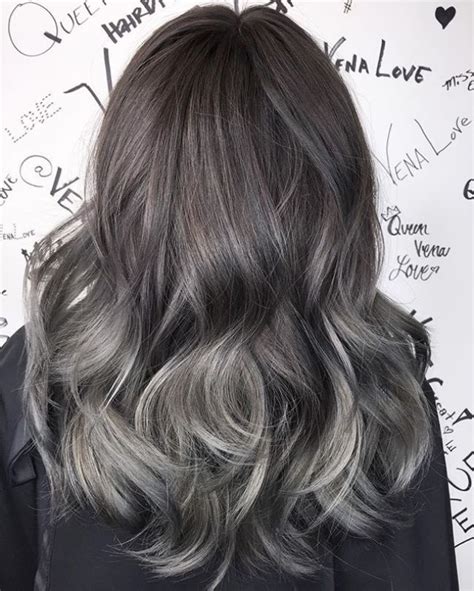 My Beautiful Ash Steel Grey Hair Painting Base Color Tone Haircut