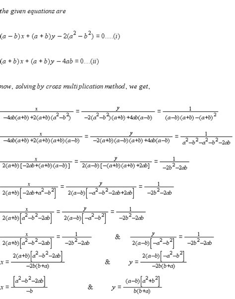 Solve By Cross Multiplication A B X A B Y 2a2 2b2 A B X Y 4ab Maths Pair Of