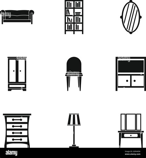 Home Furnishings Icons Set Simple Style Stock Vector Image And Art Alamy