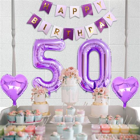 Buy 50th Birthday Decorations For Women 50th Birthday Balloons Purple