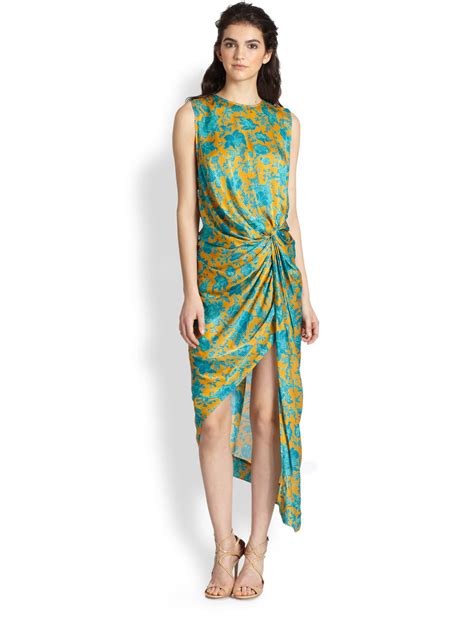 Lyst - Zimmermann Silk Asymmetric Draped Dress in Green