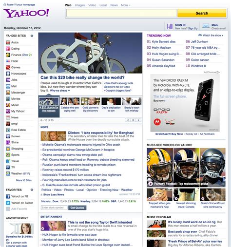Yahoo Homepage Re Design And Your Homepage Re Design Visible Ranking