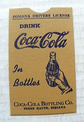 1940 S DRINK COCA COLA INDIANA DRIVERS LICENSE BROWN HOLDER